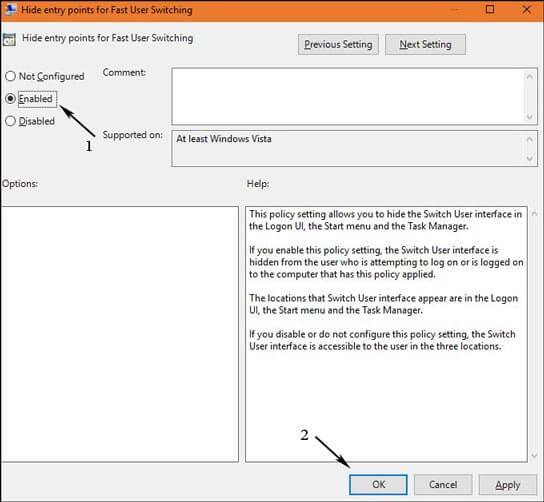disable fast user switching using group policy 2