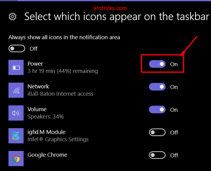 Battery icon missing windows 10