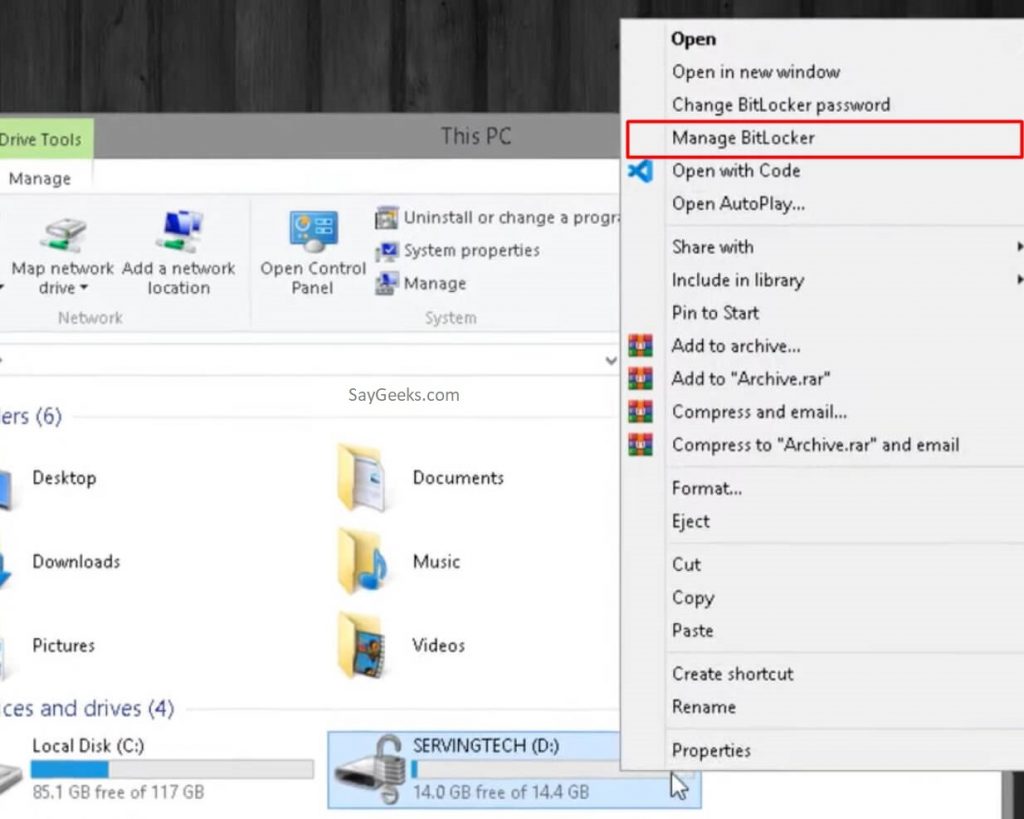 Right-click on the flash drive and select manage BitLocker.