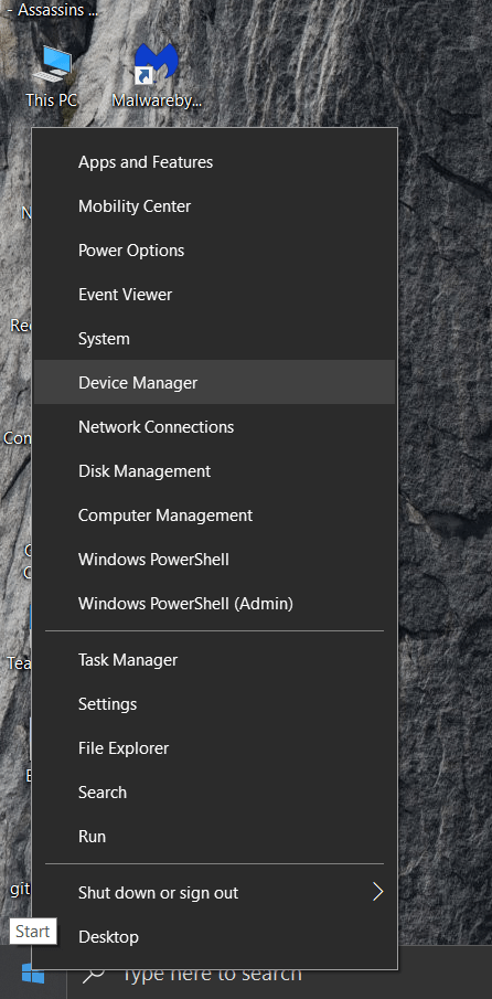 click on the device manager