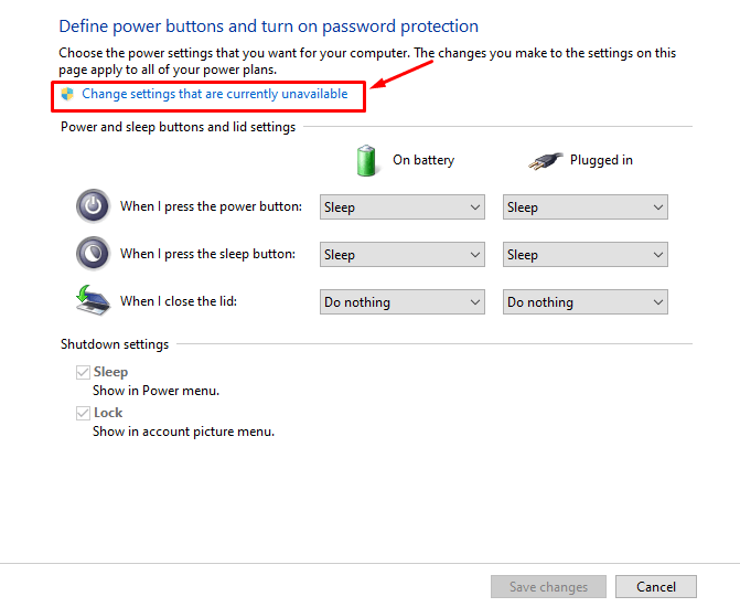 select option - change settings that are currently unavailable