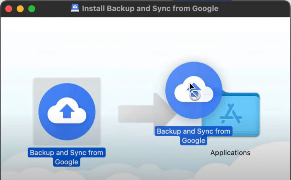 Drag and drop Backup and Sync from Google to Application
