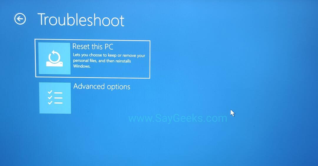 Windows 10 factory reset from boot Easily Say Geeks