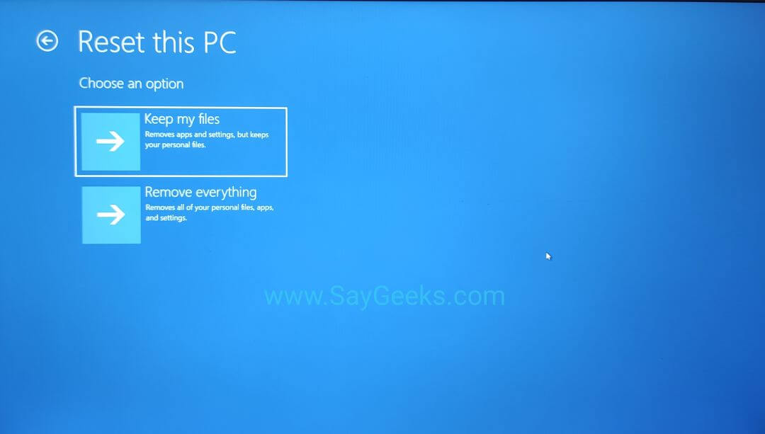 Windows 10 factory reset from boot Easily Say Geeks