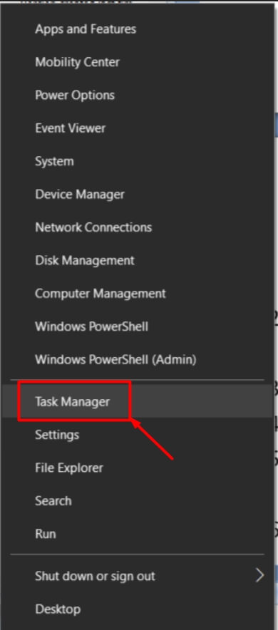 click on task manager in windows