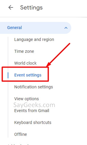 click on event settings in google calendar website