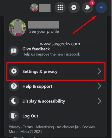 click on settings and privacy