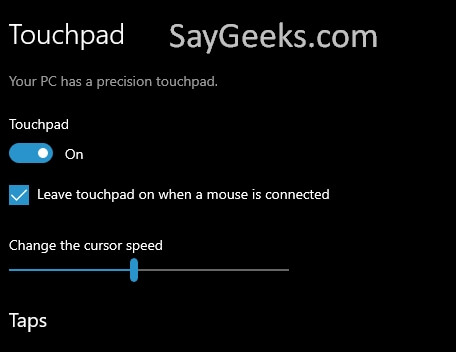 enable touchpad feature