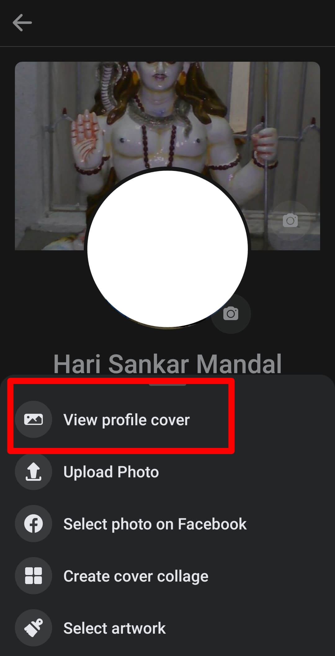 select view profile cover