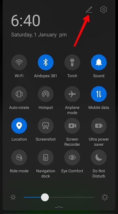 edit icons to add screen rocoring icon