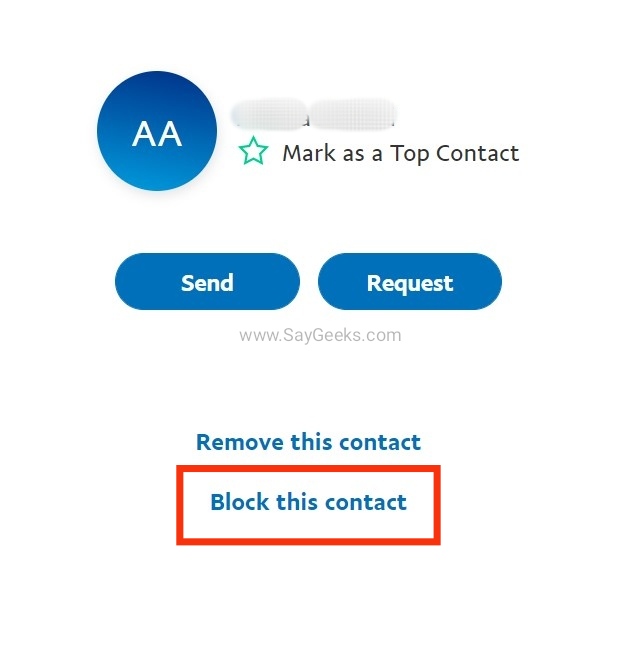 tap on block this contact