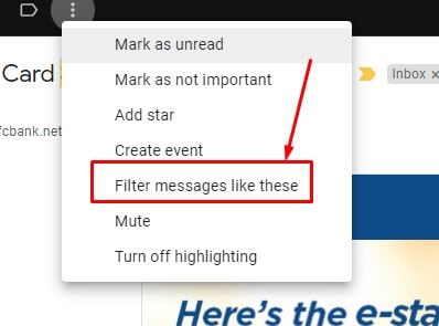 select filter messages like these option in email