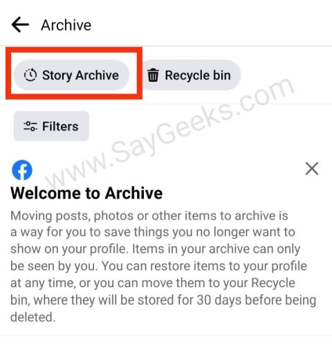tap on story archive