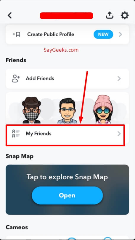 tap on the My friends option on ios app to view friends list