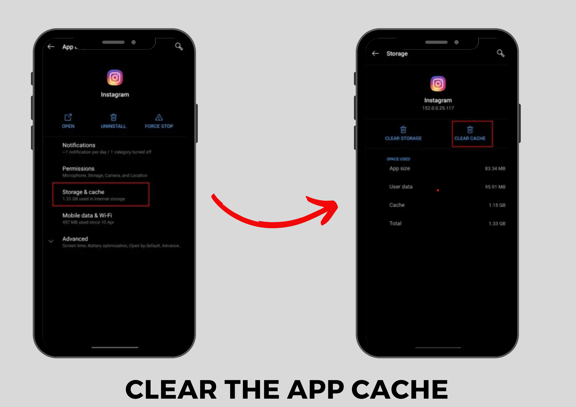 clear Instagram app Cache