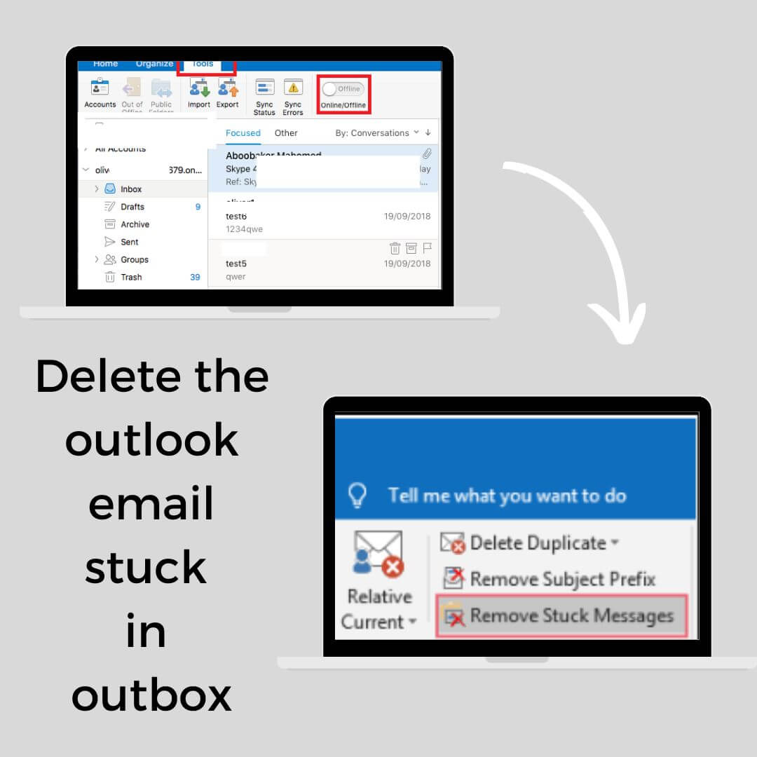 delete email in outlook